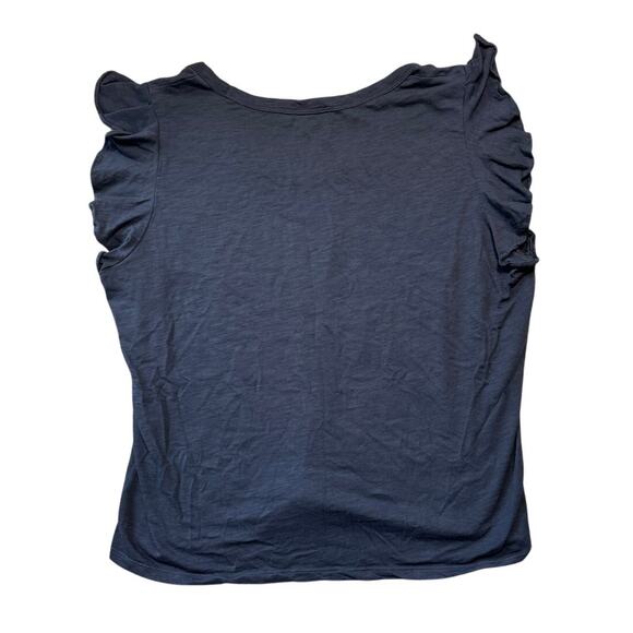 LOFT Dark Navy Blue flutter sleeve, Scoop neck blouse/shirt, size Women's XL - Picture 2 of 8